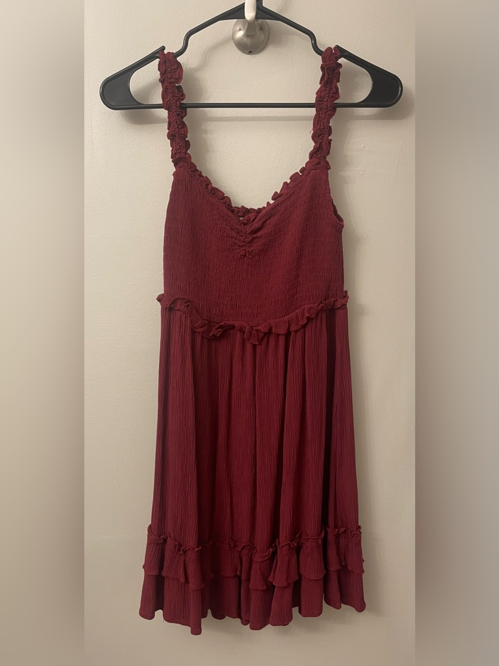 Sleeveless Burgundy Smocked Midi Dress